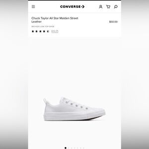 **NEW** Converse Chuck Taylor All Star Malden Street Leather - White - Junior 3